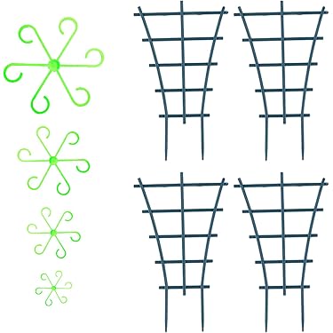 Kit Support Pour Plantes – 4 Treillis Connectables + 4 Supports – Hauteur 25 Cm – Pour Tomates, Lierre, Fleurs – Intérieur/extérieur