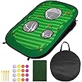 CLISPEED Golf Chipping Game Pop up Golf Chipping Game Set, Includes 16 Training Balls, 1 Hitting Mat and 4 Stakes for Adults Kids Summer Backyard Lawn Outdoor Activities