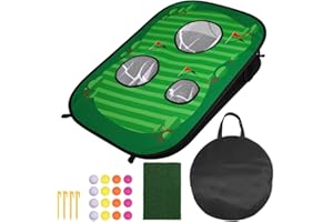 CLISPEED Golf Chipping Game Pop up Golf Chipping Game Set, Includes 16 Training Balls, 1 Hitting Mat and 4 Stakes for Adults Kids Summer Backyard Lawn Outdoor Activities