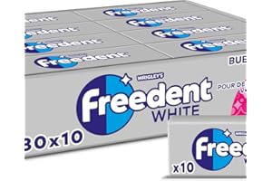 FREEDENT WHITE - Chewing Gum Sans Sucre - Goût Bubble Menthe - 30 Paquets de 10 Dragées - Grand Format 300 Dragées - 420g