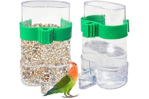 YNGMEIYER 2 PCS Bird Cage Automatic Feeders - Food & Water Dispenser for Small Animals, Parrot, Canaries, Cockatiels