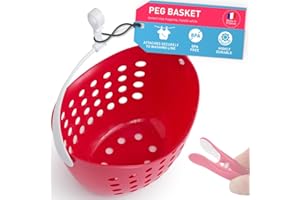 culiclean Peg Basket for Clothes Pegs for Washing Line/Laundry Pegs 1 Basket viva magenta with white Handle, with Hanger, Alternative to Peg Bag