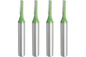Aopin Router Bit 3mm Cutting Dia 6mm Shank Dia Single Flute Straight Bit Carbide for Woodworking Milling Cutter Tool, Green, Silver, 4Pcs