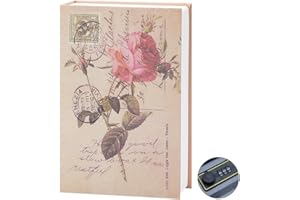 HIULLEN Ablagebuch,Wörterbuch Buch Safe,Buchtresor Mit Schlüssel,Buchsafe Tresor,Buch Sicher Security Box für Geld Schmuck Dokumente Wertsachen(Passwortsperre, Rose Diary Style)