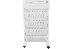 JUOPZKENN Movable Bookshelf, Rolling File Cart, White Rolling Office Paper Organizer, Utility cart with Wheels Classroom Deskside Book Shelf, Removable White Storage Organizer Shelf for Home Study Room(5 Layer)