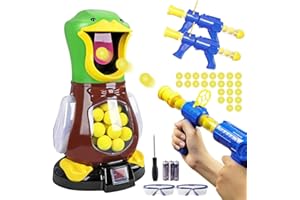 AVCXEC Hungry Duck Shooting Game, Target Shooting Games, Duck Target Shooting Toy, Target Game Toy with 2 Pump Guns, 24 Foam Balls & LCD Score Record, Duck Shooting Toys for Kids