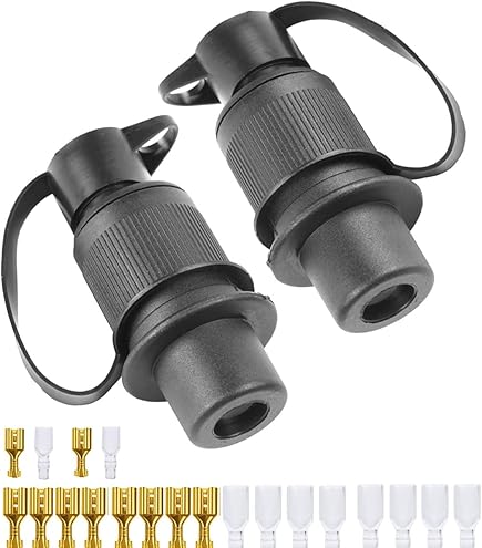 Kit Connettori Trattore 3 Poli AGRISHOP - 2 Spine + 2 Prese Impermeabili 12V/24V Per Rimorchi Agricoli E Camper