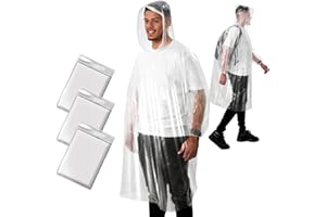 ANYOO Jednorazowe ponczo przeciwdeszczowe dla dorosłych z kapturem ze sznurkiem, elastyczne mankiety na rękawy, awaryjne wodoodporne poncza płaszcze przeciwdeszczowe dla kobiet mężczyzn kemping piesze