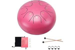 KONESKY Tongue Drum, 8 Tons 6 Pouces Tambour de Langue en Acier Tambours à fente Handpan instrument, Kit De Batterie à Langue En Acier pour la méditation yoga livré avec sac maillets et médiators