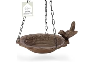 wildlife home Vogeltränke hängend I Vogelfutterspender zum Aufhängen Garten, Balkon I Vogelbad frostsicher aus Gusseisen, Wassertränke für Vögel, Wildvögel