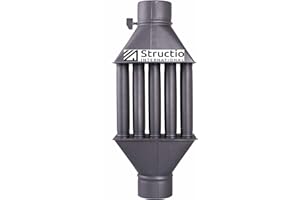STRUCTIO INTERNATIONAL Scambiatore di calore per camino scambiatore di aria calda camino per gas di scarico scambiatore di gas di scarico nero diametro 130 mm 5 tubi con smorzatore