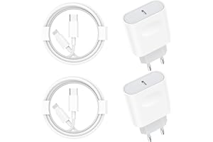 Chargeur Rapide for iPhone 14/14 Pro /14 Pro Max /14 Plus /13 12 11 SE Mini X XS XR, 20W 4-Pack USB C Adaptateur et 2M Cable Secteur Mural Type C Alimentation Prise Wsehnga