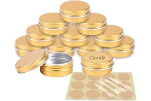 YANCAER 10 pezzi Barattoli di alluminio 15ml Oro - D41mm x H17mm Scatola Rotonda in Alluminio con Tappo a Vite Contenitori in Metallo per Lozione Crema Maschera Mini Candela