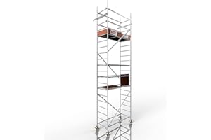 ALTEC Rollfix® 2.0 600 | Hauteur de travail 6 m | Frein Roulettes pivotantes (Ø 150 mm) | Ancrage mural | Fabriqué en Allemagne | TÜV | Charge maximale 200 kg/m² | Norme DIN EN 1004-1 | Échafaudage