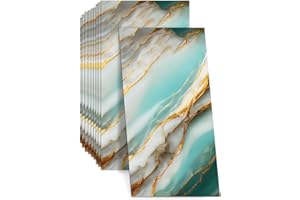 BTSAE Rivestimento da parete autoadesivo, 10 adesivi per piastrelle, 60 x 30 cm, in PVC, pannelli da parete, impermeabili e resistenti all'olio, per cucina, bagno (oro verde)