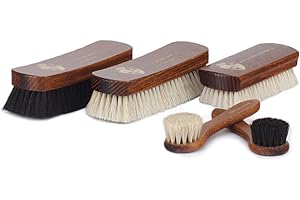 ‎LANGER & MESSMER EXKLUSIVE SCHUHMODE HEIDELBERG Langer & Messmer 5er Schuhbürsten Set Essential aus Ross- und Ziegenhaar für die professionelle Schuhpflege von Schuhen aus Glattleder - enthält Polierbürsten und Cremebürsten