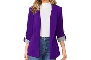 L9WEI Bléiser entallado para mujer, para otoño e invierno, elegante, de vestir, con solapa, diseño monocromático, mangas largas, chaquetas y trajes de negocios