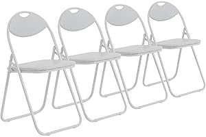 HARBOUR HOUSEWARES Chaise pliante rembourrée - pour le bureau - entièrement blanche - lot de 4