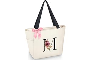 Vavabox Sac Cabas Personnalisé avec Initiale A-Z, Cadeau Imperméable pour Femmes, Demoiselles d'Honneur, Maman, Enseignantes, Amies
