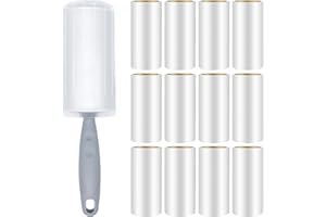 Omtofo 12 Rollos Rodillo Quitapelos Mascotas, Rodillo Pelo Mascotas 720 Hojas, con asa y Cubierta Antipolvo, Quita pelos Mascotas para Quitar el Polvo y el Cabello, Adhesivo Extra