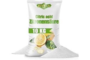 ZIVELA Acide citrique en poudre de qualité alimentaire, 10 kg, remèdes maison pour la cuisine et la maison, acide citrique 100 % pur, acide citrique E330 (2 x 5 kg)