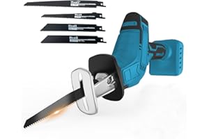 SQUAELTIRS Cordless Reciprocating Saw,Compatible with Makita 18V BL1830 BL1850,Electric Wood Saw with 4 Blades,0-3000 RPM Variable Speed,for Wood & Metal Cutting (No Battery no Charger)