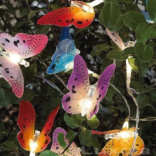 12 Butterfly Solar Lights String Fairy Garden Fibre Optic