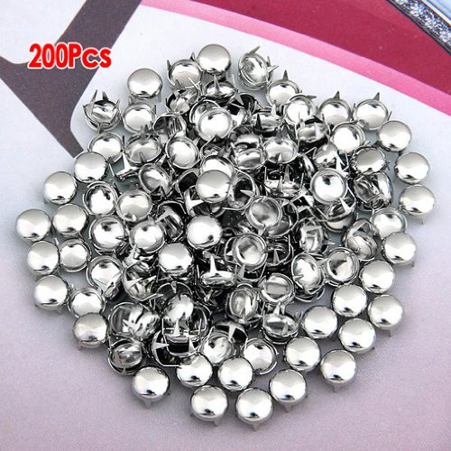 SODIAL(R) 200x Kupfer 8mm Silber Rundnieten Kegelnieten Nieten Punk Ziernieten Dekoration