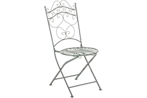 ‎CLP CLP Eisenstuhl Indra im Jugendstil I Antiker handgefertigter Gartenstuhl I erhältlich, Farbe:antik-grün