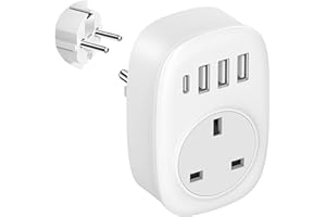 UK to European Plug Adaptor - UK to EU Plug Adapter Euro Europe European Schuko USB C Travel Charger with USBC Type C for France Germany Spain Turkey Greece Poland Iceland Russia (Type E/F) Tusreda