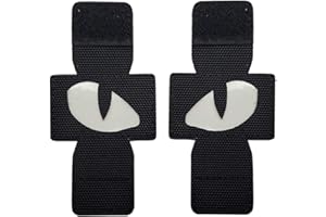TOPPATCH Patchs réfléchissants en forme d'yeux de chat militaires, phosphorescents, appliqués tactiques brodés pour chapeaux, casque, uniforme, gilet, sac à dos Molle (noir)