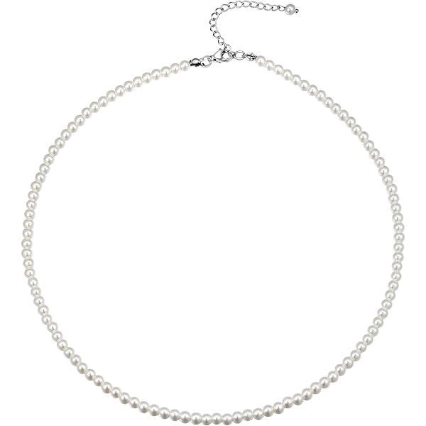 PATIKIL Collana A Catenina Con Perle In Acciaio Titanio - Tono Argento, Larghezza 2,4 Mm, Lunghezza 60 Cm, Stile Y2K Punk - 2