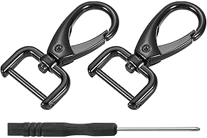 QUARKZMAN 2uds Giratorios Cierres Gancho, 19mm (3/4") D Anillo Desmontable Enganche Gancho Metal Langosta Garra Cierre Gancho con Destornillador para Monedero Llavero DIY Artesanía, Negro