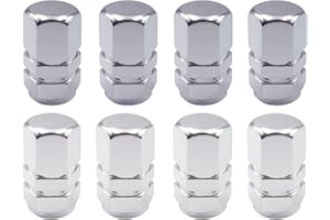 INSPUTOL 8 Pezzi Tappi Stelo Valvola Pneumatici In Alluminio Tappi Antipolvere Auto per Pneumatici Auto Tappi Auto Universali con Guarnizione per Moto, Scooter Elettrico, SUV, Passeggini (Grigio, Argento)