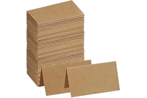 ANICY 60 Stück Tischkarten aus Kraftpapier Braun - Platzkarten für Hochzeit, Geburtstag, Blanko Unbedruckt, Namensschilder und Mehr zum Selbstgestalten, 7x10cm