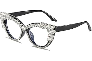LJCZKA Occhiali Anti Luce Blu Occhi Gatto Forma Diamante Donna, Montatura Occhiali da Vista Donna Vintage Occhio di Gatto Anti Eyestrain