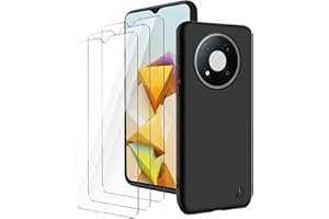 LYZXMY Hülle für ZTE Blade A73 5G(6.52") Schwarz Handyhülle + 3 Stück Gehärtetes Glas Schutzfolie, Case Weich Silikon TPU Schutzhülle Cover 9H Härte HD Gehärtetes Glasfolie Glas