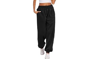 Hotouch Jogginghose Damen Baggy Waffle Lang Hose Warm Elastisch Freizeithose High Waist Kordelzug Trainingshose Winter Sweatpants mit Taschen