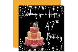 STUFF4 Kartka urodzinowa na 47. urodziny dla kobiet mężczyzn - stylowa elegancka - kartki urodzinowe dla 47-letniej kobiety mamy taty siostry brata cioci wujka, 145 mm x 145 mm Cztedziesiąt siedem czterdziestych siódmych urodzin kartki okolicznościowe prezent