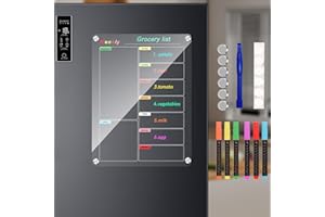 CAINDA Calendario magnetico acrilico per frigorifero, 25x33cm/10x13inch calendario trasparente del frigorifero, Pianificatore Settimanale