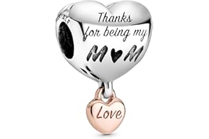 Pandora Moments Women's 14k Rose Gold-Plated and Sterling Silver Thanks for Being my Mum Bracelet Charm