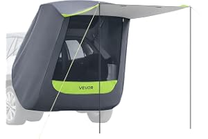 VEVOR Baklucketält biltält (1,5 x 1,5 m huvudtält), vattentätt (PU2000 mm) campingtält med solsegel och bärväska, SUV-baktält för camping vandring utomhusaktiviteter, bärbar