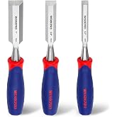 WORKPRO Wood Chisel Set, 3 Pieces, 13/19/25 mm | Cr-V Steel Blades and Ergonomic Handles PP+TPR for Carving, Adjusting and Wo