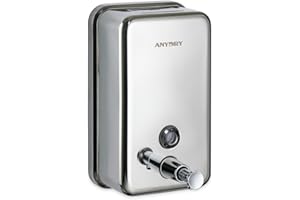 anydry Distributeur de Savon Manuel Professionnel 1100ml, Finition en Acier Inoxydable Durable, Mural pour Salle de Bain & Cuisine （Poli