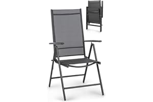 Homeoutfit24 Silla Plegable y Reclinable, Sillas Jardin Exterior, Muy Cómodas y Resistentes a la Intemperie con Respaldo Ajustable para Patio, Camping, Terraza y Piscina, Silla para Terraza y Jardín