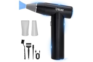LNICEZ aria compressa elettrico 150000 RPM rimuovi polvere aria compressa【Potente motore senza spazzole e senza nucleo】【Elegante tutto in metallo】air duster un'alternativa all' aria compressa spray (Nero)