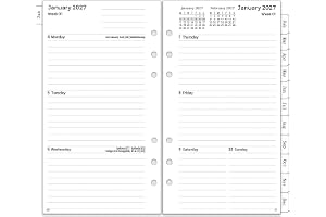 2027 dagbok påfyllning personlig storlek 6 hål, vecka på 2 sidor jan-dec 2027, veckovis månadsplanerare med flikar, lösenord