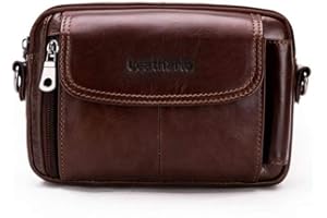 Leathario Sac Banane Homme Femme Cuir Véritable Sacoche Téléphone Fixée à Une Ceinture Sac à Bandoulière Multifonctionnel pour Cyclisme, Randonnée, Alpinisme Course Sports Extérieurs