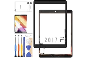 LADYSON Digitizer Screen Replacement for iPad 2017 iPad 5 Gen 9.7 Inch A1822 A1823 Touch Screen Glass Panel with Home Button Repair Parts for iPad5 Touchscreen Free Tools Kits (Black with Button)