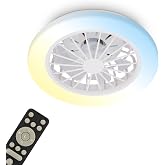 BRILONER - Ceiling Fan with LED Light, Remote Control, Silent DC Motor with 5 Speeds, CCT and Dimmable Light, Bedroom Ceiling